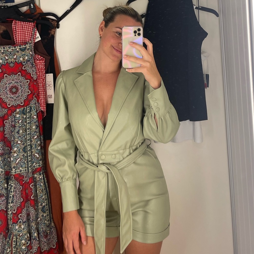 7 for all mankind sage leather shorts jumpsuit! Never worn!